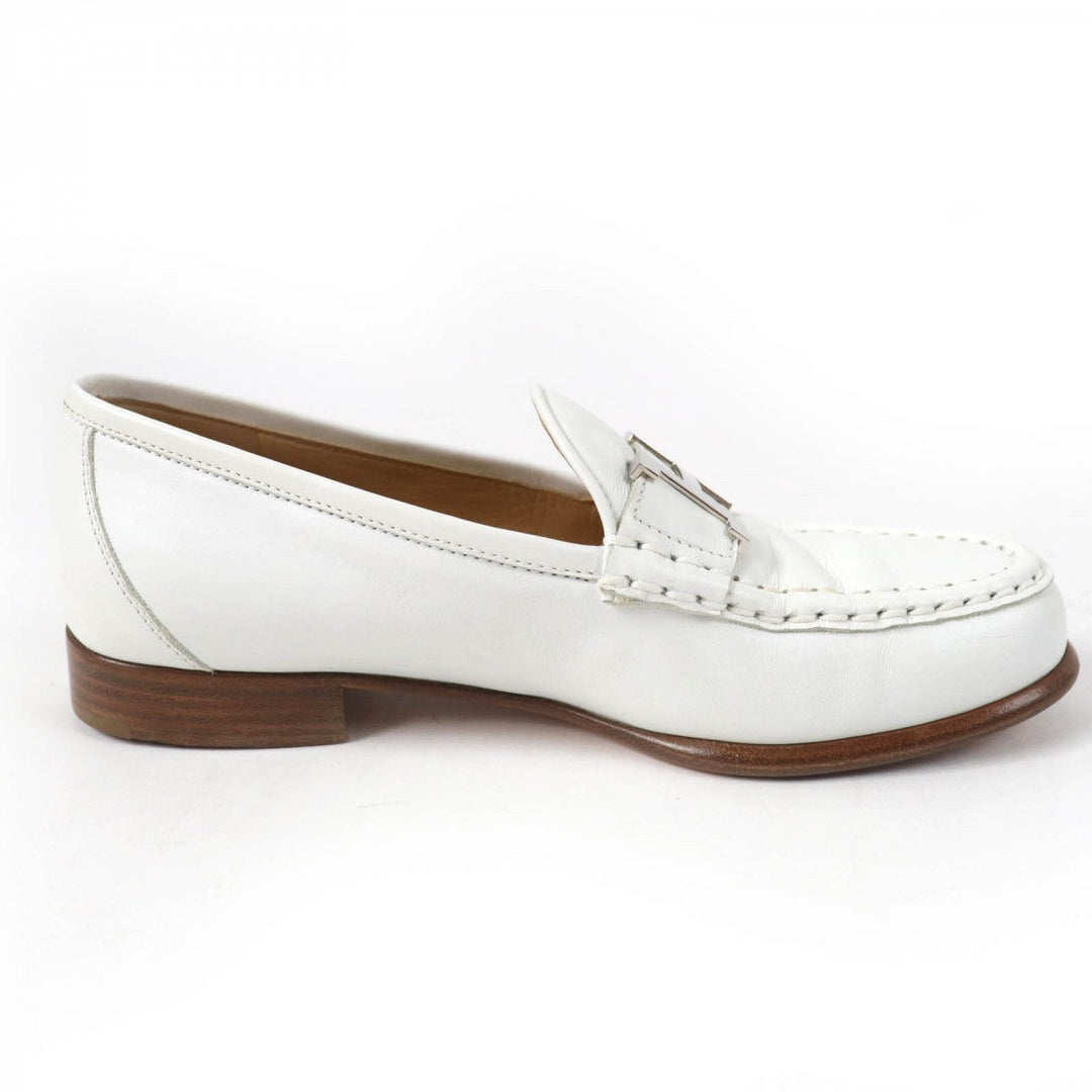 HERMES loafers leather white Moccasin Paris Constance 35