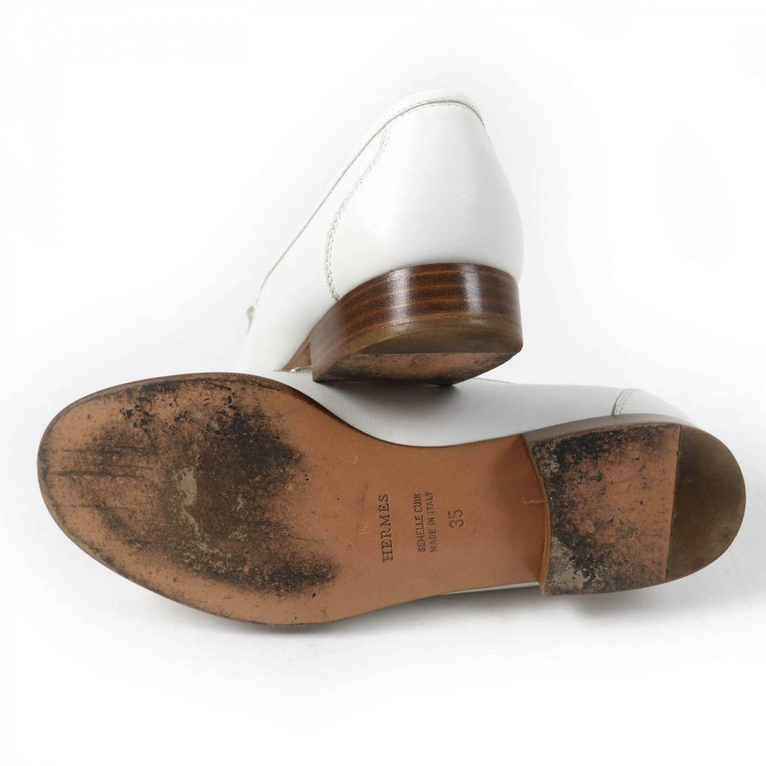 HERMES loafers leather white Moccasin Paris Constance 35