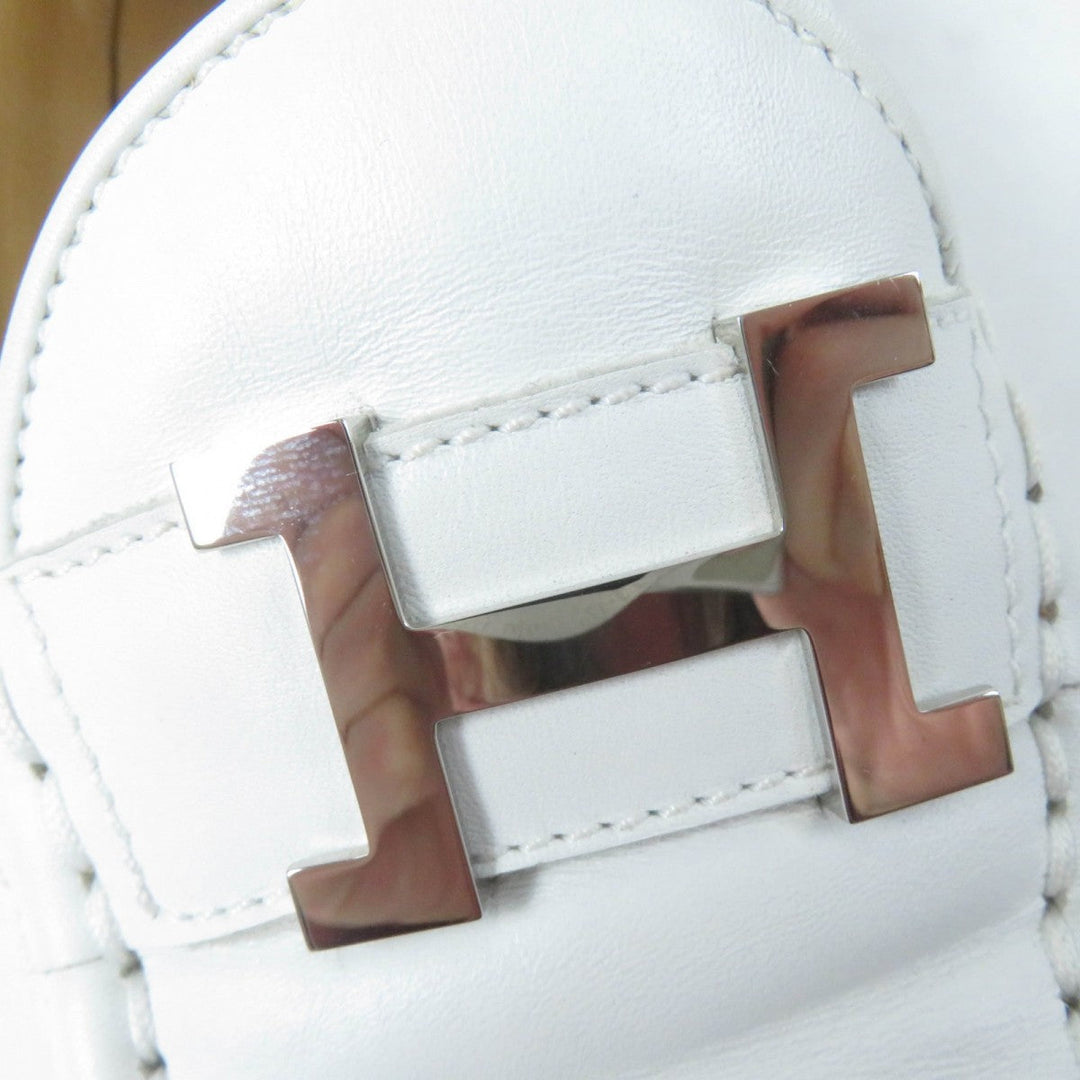 HERMES loafers leather white Moccasin Paris Constance 35