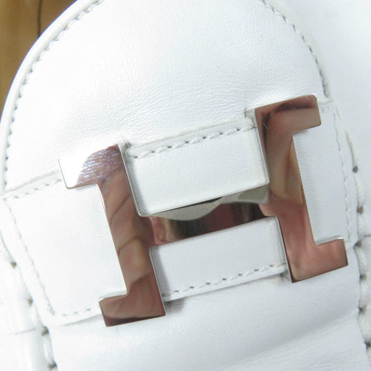 HERMES loafers leather white Moccasin Paris Constance 35