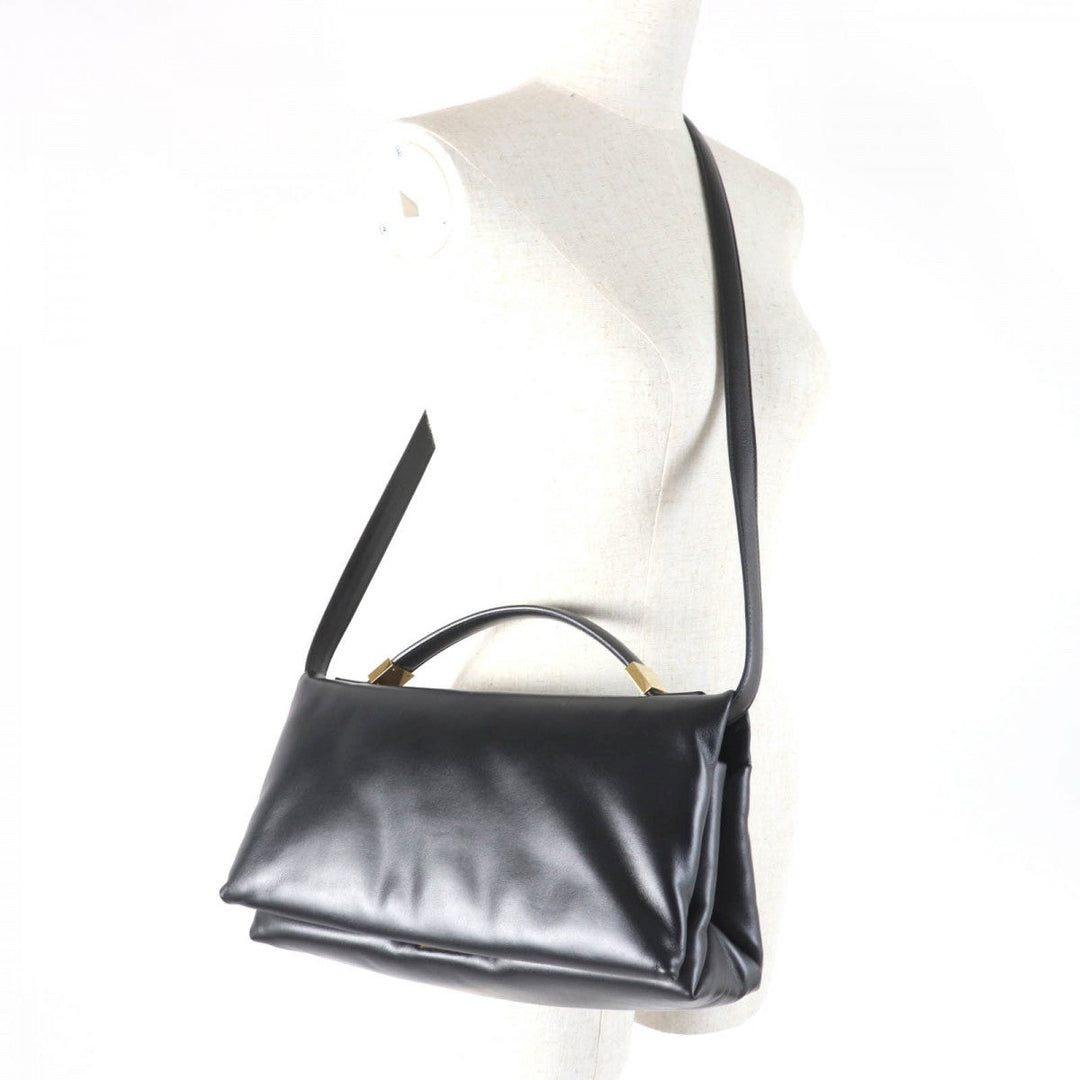 MARNI Shoulder Bag BMMP0130U1 Main: Leather black PRISMA puffer Women Used Authentic