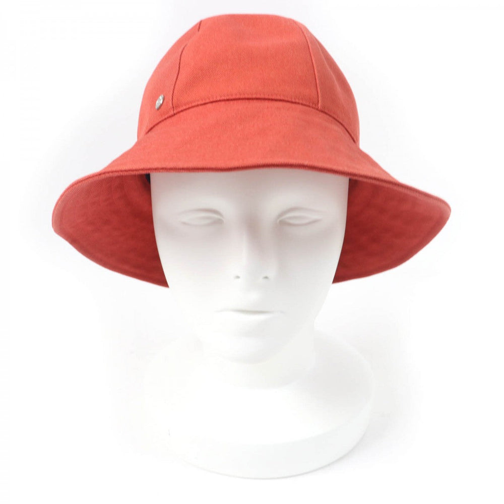 HERMES hat Main: 100% cotton, Lining: 60% cotton, Lining: 40% silk, Part: 56% cotton, Part: 44% rayon Orange type Women 57 Used Authentic