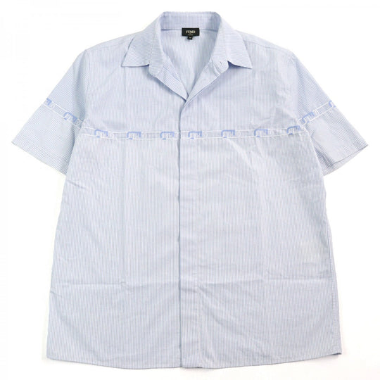 FENDI Short sleeve shirt FS0795 Outer material: 100% cotton Light blue white mens 40 Used Authentic