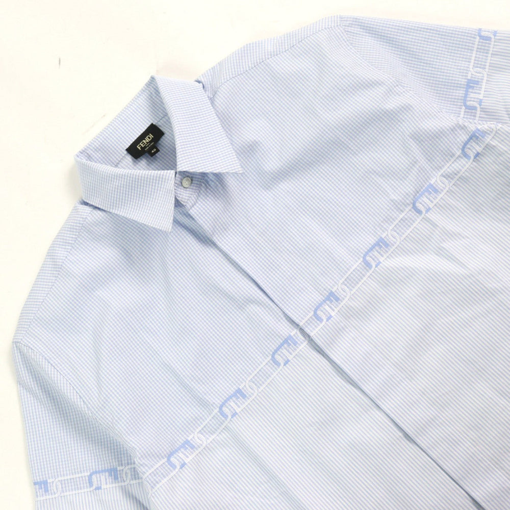 FENDI Short sleeve shirt FS0795 Outer material: 100% cotton Light blue white mens 40 Used Authentic