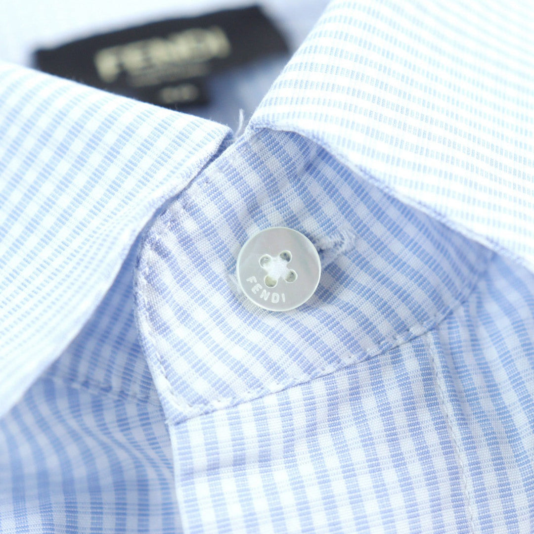 FENDI Short sleeve shirt FS0795 Outer material: 100% cotton Light blue white mens 40 Used Authentic