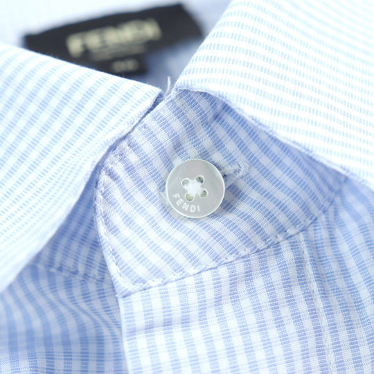 FENDI Short sleeve shirt FS0795 Outer material: 100% cotton Light blue white mens 40 Used Authentic