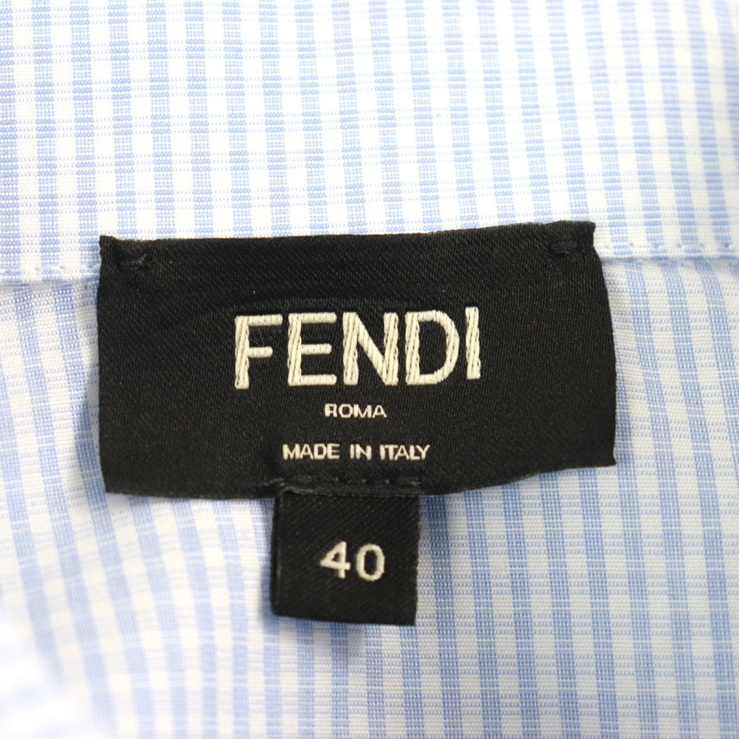 FENDI Short sleeve shirt FS0795 Outer material: 100% cotton Light blue white mens 40 Used Authentic