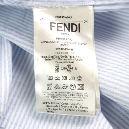 FENDI Short sleeve shirt FS0795 Outer material: 100% cotton Light blue white mens 40 Used Authentic
