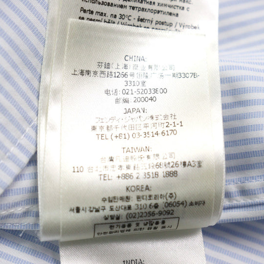 FENDI Short sleeve shirt FS0795 Outer material: 100% cotton Light blue white mens 40 Used Authentic