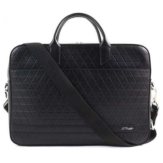 Dupont Briefcase Main: Grained calf leather black Firehead mens Used Authentic