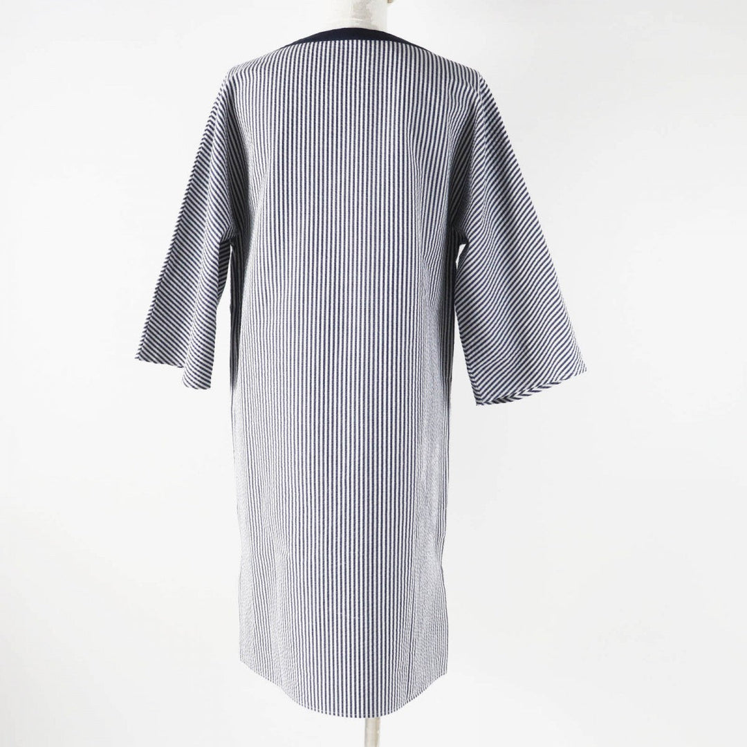 HERMES one piece cotton Navy white 34