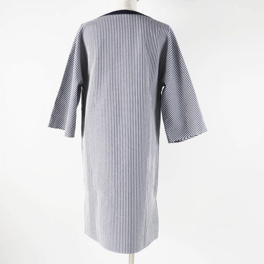 HERMES one piece cotton Navy white 34