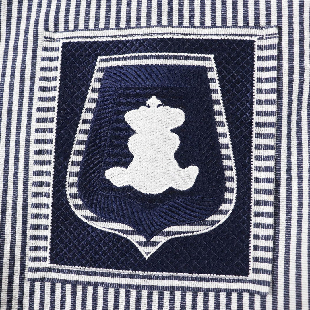 HERMES one piece cotton Navy white 34