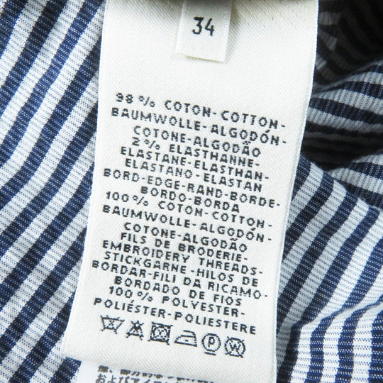 HERMES one piece cotton Navy white 34