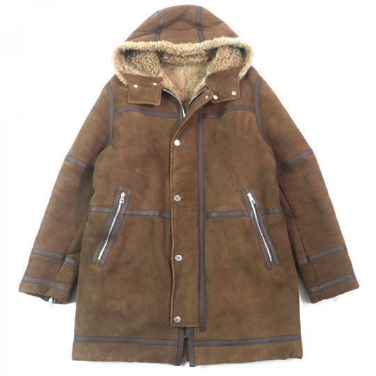 LOUIS VUITTON Mouton coat Main: Mouton, Leather part: Cowhide Brown mens 54 Used Authentic