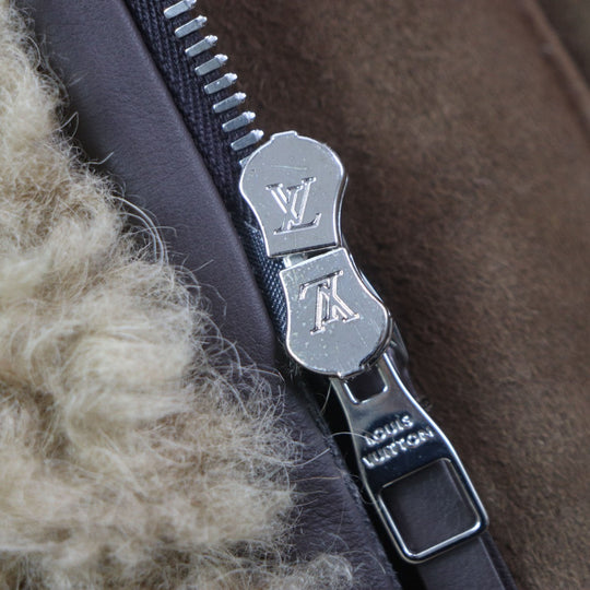 LOUIS VUITTON Mouton coat Main: Mouton, Leather part: Cowhide Brown mens 54 Used Authentic