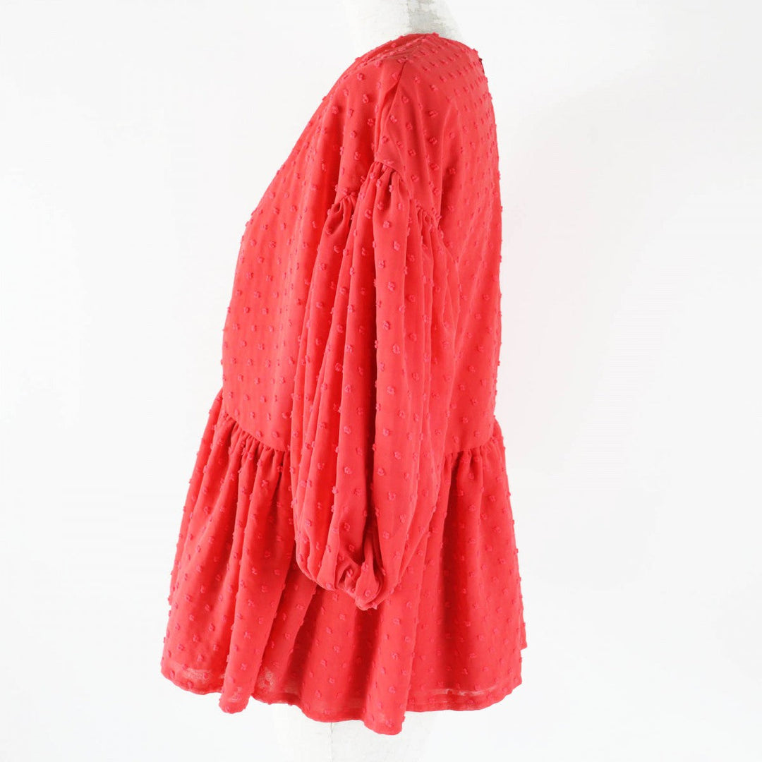 Tsuru by Mariko Oikawa blouse BL-1241360 Main: 100% polyester, Lining: 100% polyester Red Women F Used Authentic