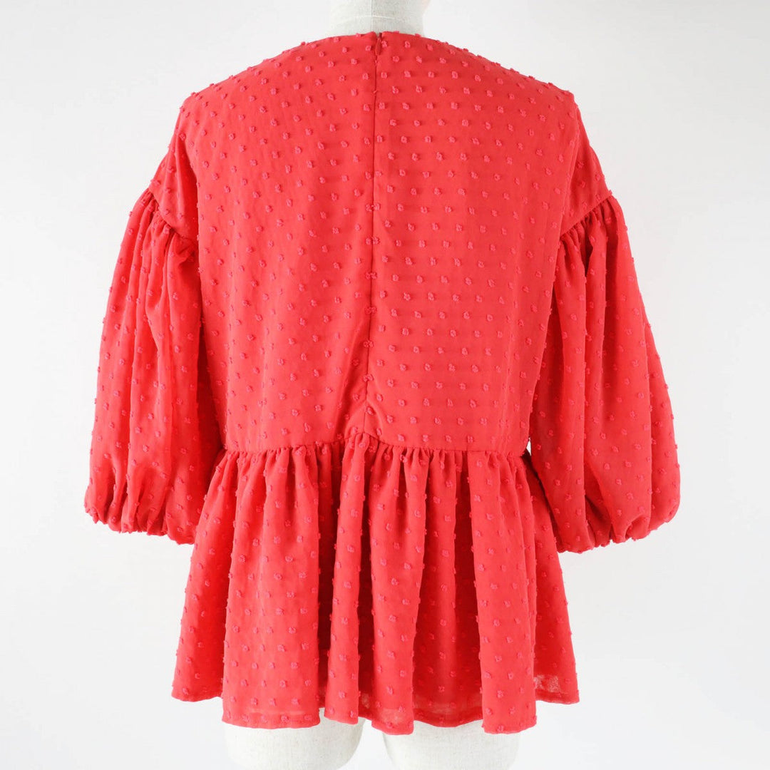 Tsuru by Mariko Oikawa blouse BL-1241360 Main: 100% polyester, Lining: 100% polyester Red Women F Used Authentic