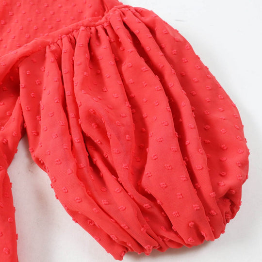 Tsuru by Mariko Oikawa blouse BL-1241360 Main: 100% polyester, Lining: 100% polyester Red Women F Used Authentic