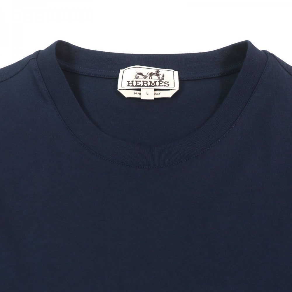 HERMES Short sleeve T-shirt Main: 100% cotton Navy caval card mens L Used Authentic