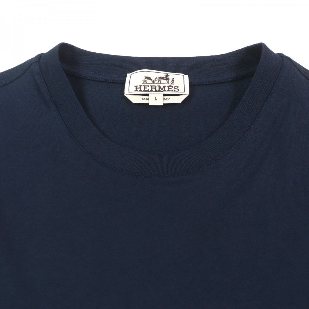 HERMES Short sleeve T-shirt Main: 100% cotton Navy caval card mens L Used Authentic