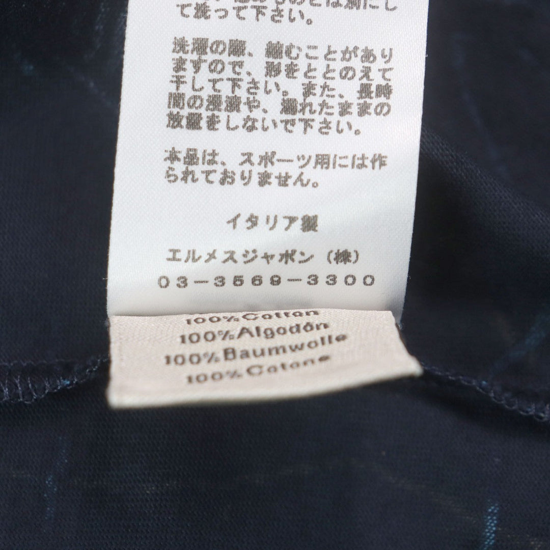 HERMES Short sleeve T-shirt Main: 100% cotton Navy caval card mens L Used Authentic