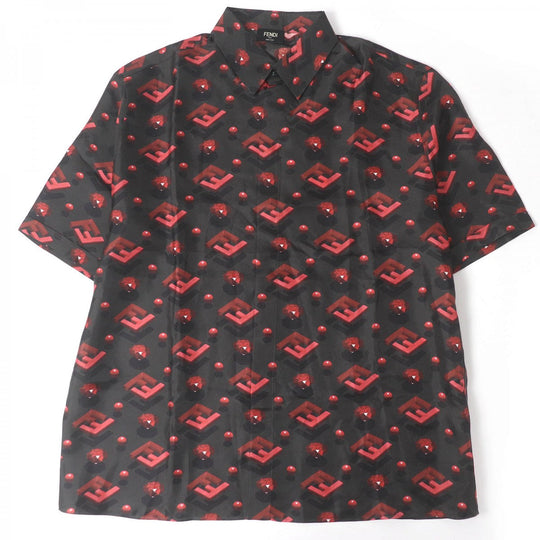 FENDI Short sleeve shirt FS0795 Main: 100% silk charcoal mens 41 Used Authentic