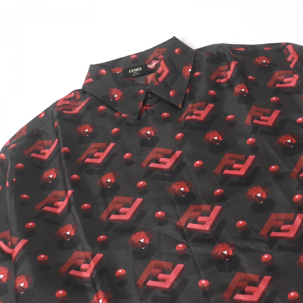 FENDI Short sleeve shirt FS0795 Main: 100% silk charcoal mens 41 Used Authentic