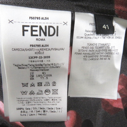 FENDI Short sleeve shirt FS0795 Main: 100% silk charcoal mens 41 Used Authentic