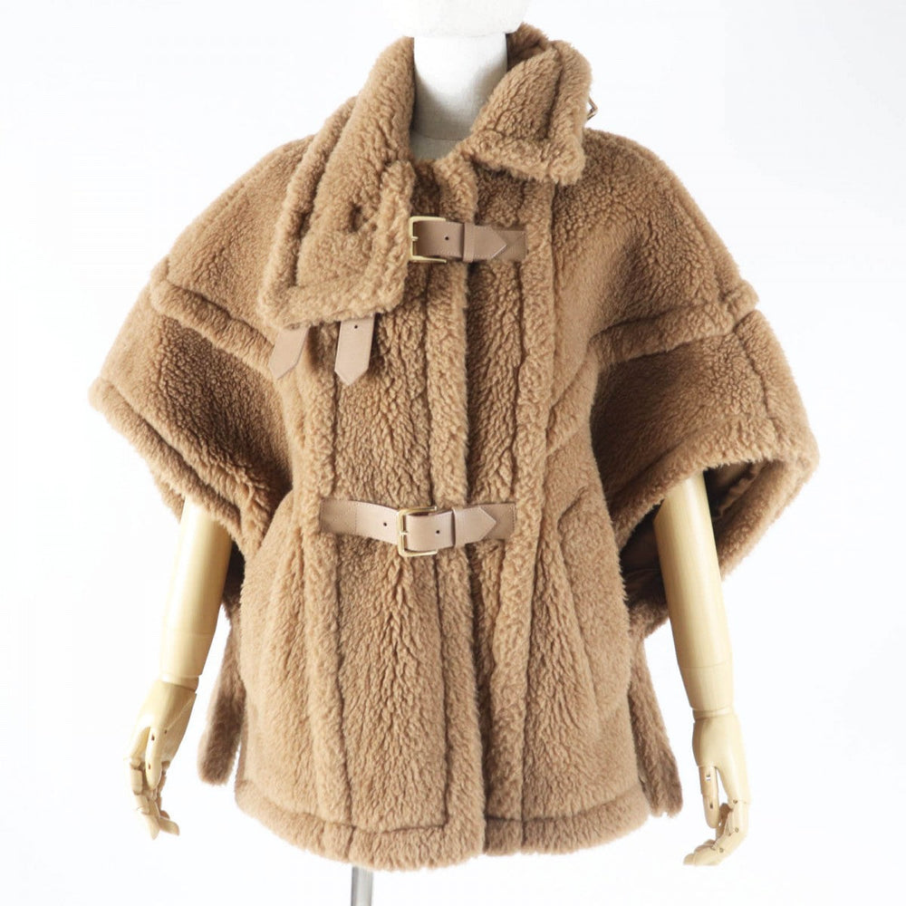 MAX MARA coat Outer: 88% camel, Outer: 12% silk, Lining: 100% viscose (rayon), Part: cowhide Brown type White tag RODANO TEDDY BEAR Women Used Authentic