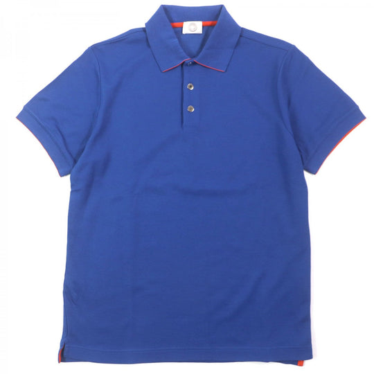 HERMES Short sleeve polo shirt cotton Blue orange M