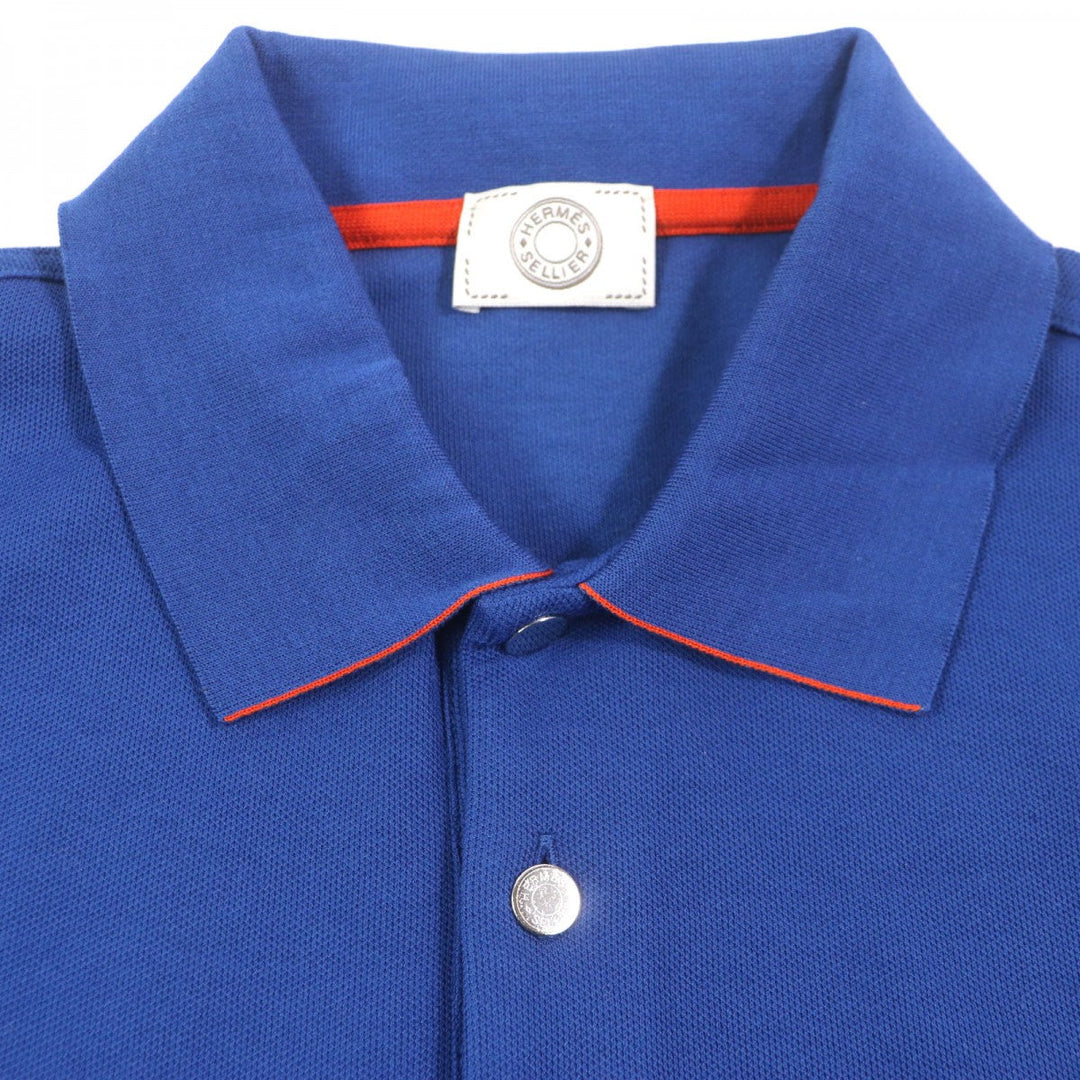 HERMES Short sleeve polo shirt cotton Blue orange M