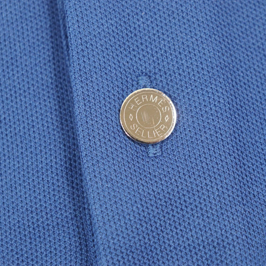 HERMES Short sleeve polo shirt cotton Blue orange M