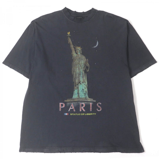 BALENCIAGA Short sleeve T-shirt 764235 Main: 100% cotton, part: 97% cotton, part: 3% polyurethane black mens XL Used Authentic