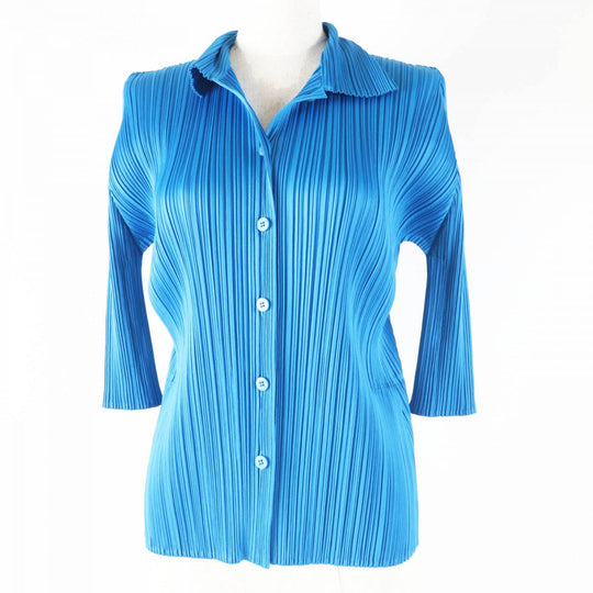 PLEATS PLEASE cardigan PP83-JJ105 Main: 100% polyester blue Women 3 Used Authentic