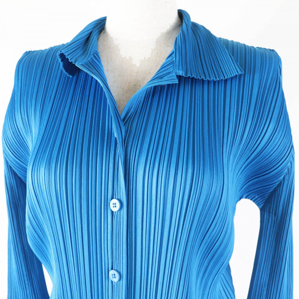 PLEATS PLEASE cardigan PP83-JJ105 Main: 100% polyester blue Women 3 Used Authentic