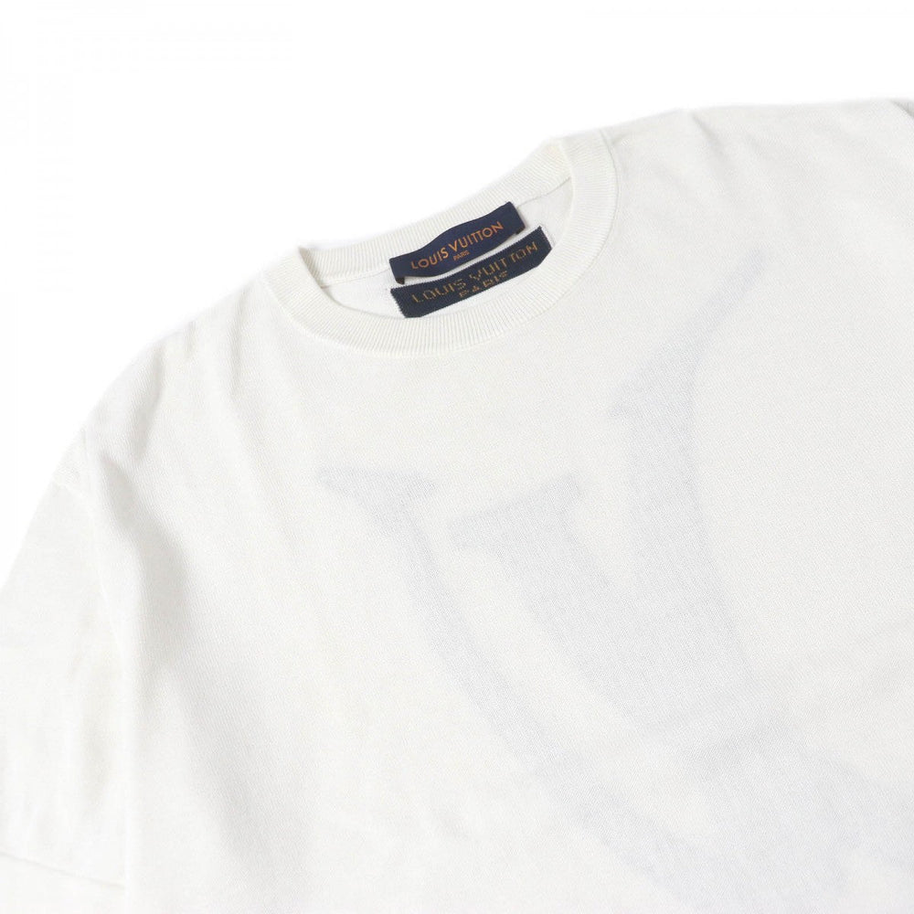 LOUIS VUITTON Short sleeve knit Main: 100% cotton, Part: 100% silk white mens M Used Authentic