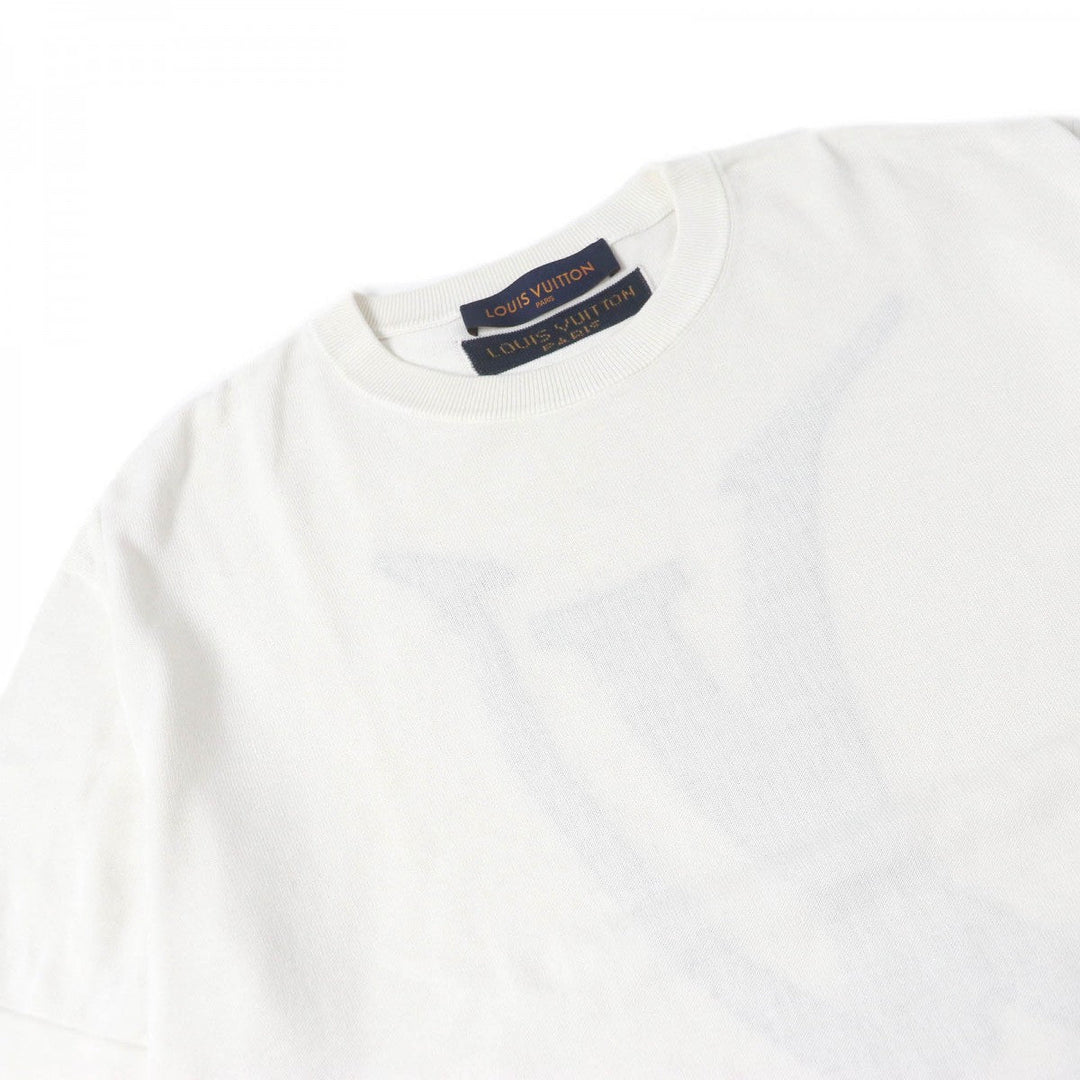 LOUIS VUITTON Short sleeve knit Main: 100% cotton, Part: 100% silk white mens M Used Authentic