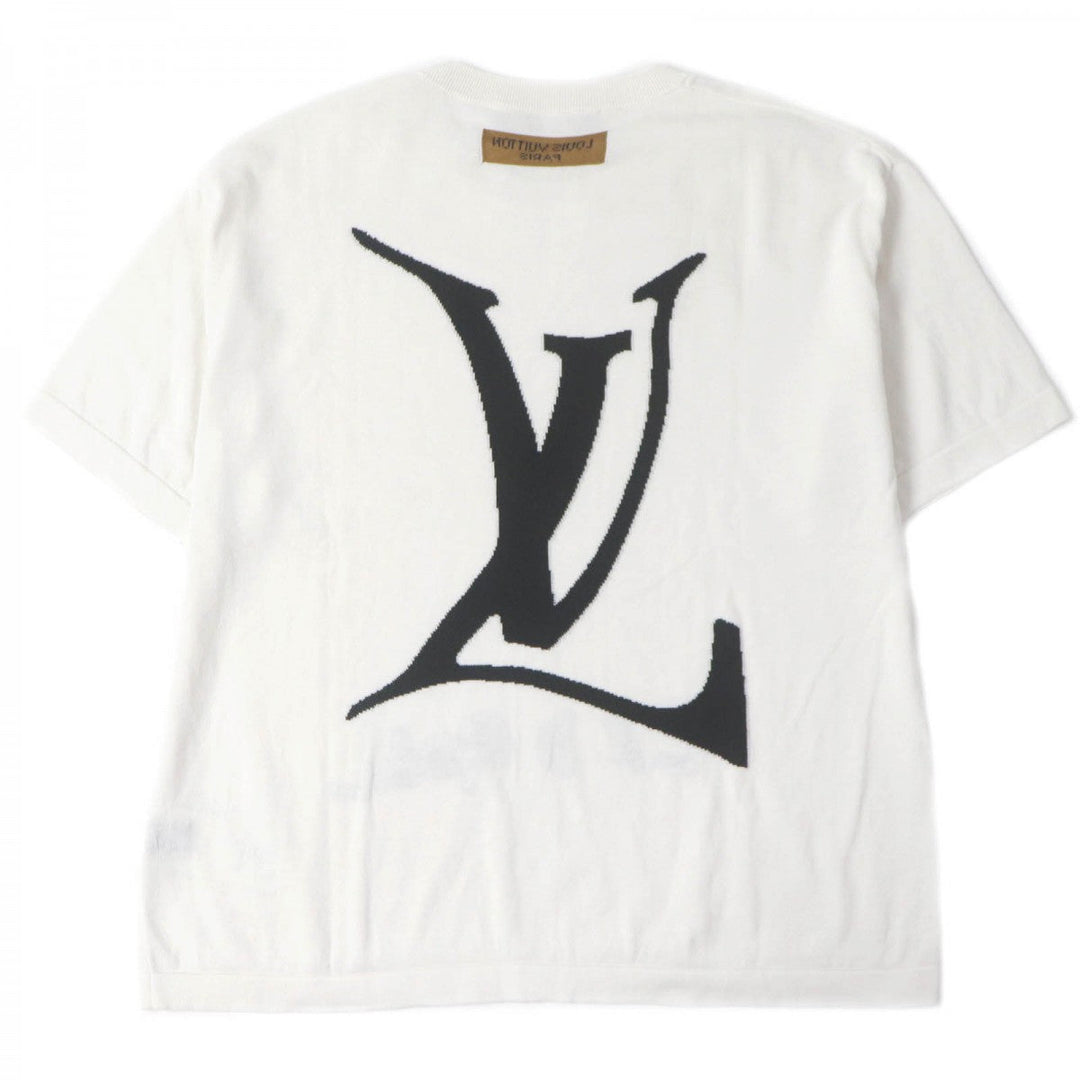 LOUIS VUITTON Short sleeve knit Main: 100% cotton, Part: 100% silk white mens M Used Authentic