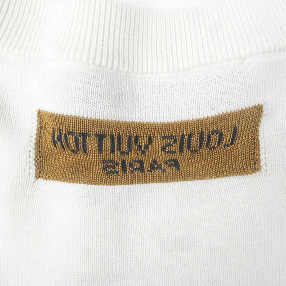 LOUIS VUITTON Short sleeve knit Main: 100% cotton, Part: 100% silk white mens M Used Authentic