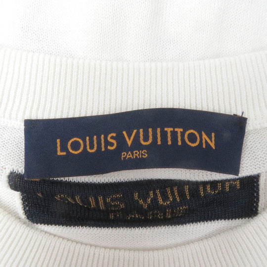 LOUIS VUITTON Short sleeve knit Main: 100% cotton, Part: 100% silk white mens M Used Authentic