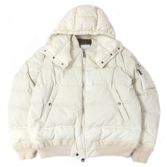 MONCLER Down jacket Outer: 97% cotton, Outer: 3% polyurethane, Lining: 100% nylon, Filling: 90% down, Filling: 10% feather Ivory LEOPOLD GIUBBOTTO mens 6 Used Authentic