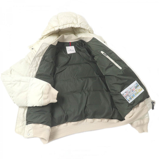 MONCLER Down jacket Outer: 97% cotton, Outer: 3% polyurethane, Lining: 100% nylon, Filling: 90% down, Filling: 10% feather Ivory LEOPOLD GIUBBOTTO mens 6 Used Authentic