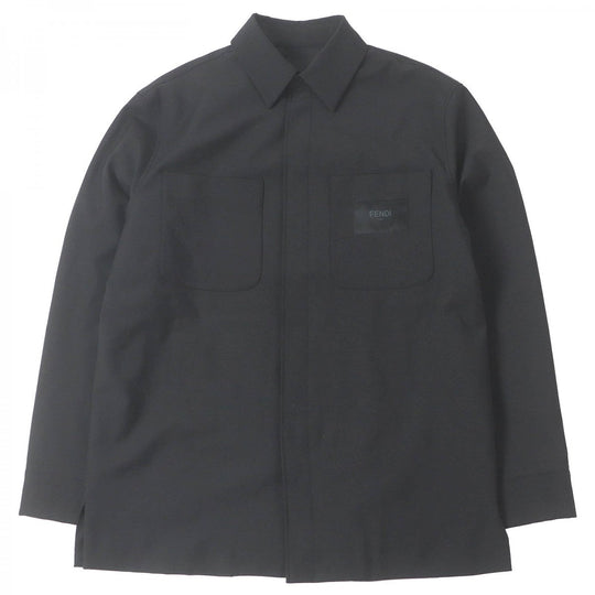 FENDI Long sleeve shirt FW1145 Main: 53% polyester, 43% wool, 4% polyurethane black mens 46 Used Authentic