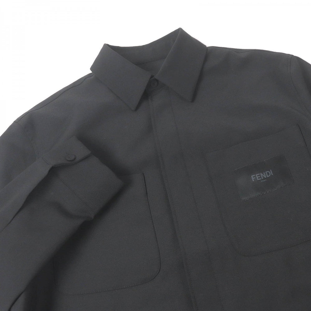 FENDI Long sleeve shirt FW1145 Main: 53% polyester, 43% wool, 4% polyurethane black mens 46 Used Authentic