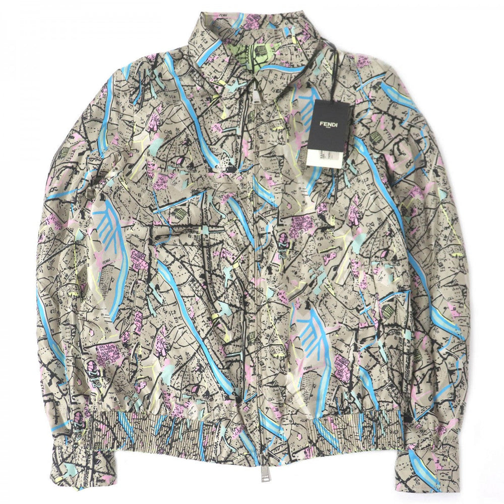 FENDI Blouson FW0554 silk Green beige 44