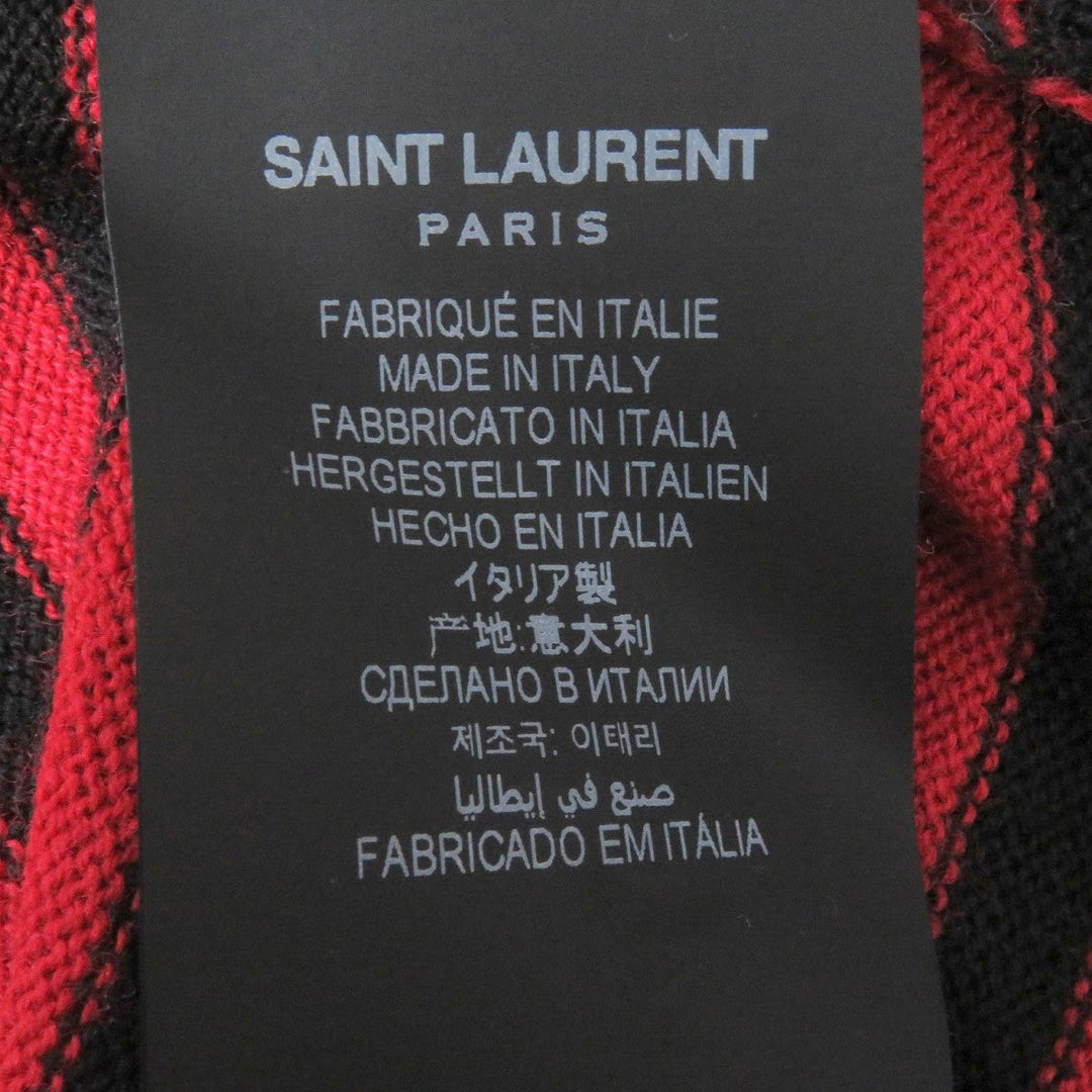 SAINT LAURENT PARIS knit 663345 Main: 100% wool Red black mens M Used Authentic