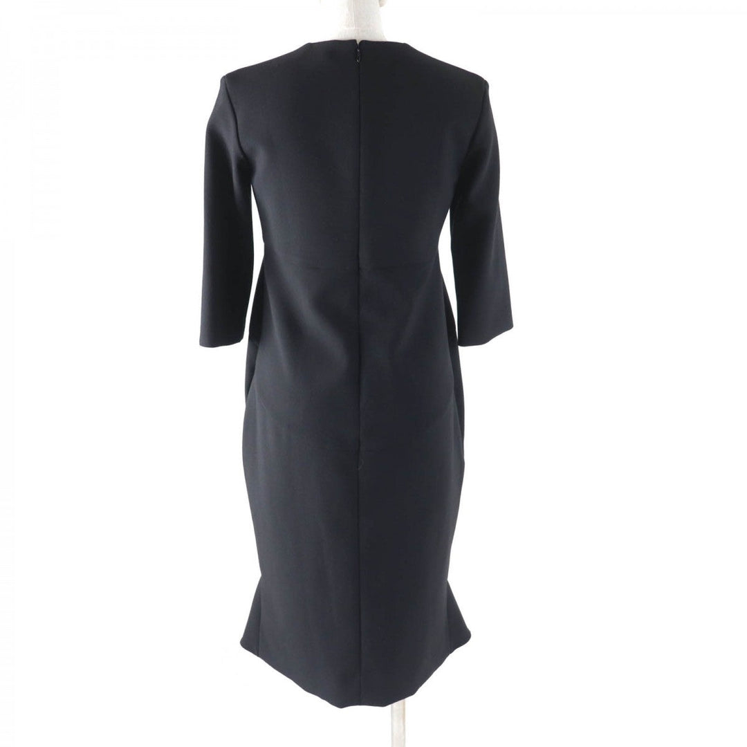 YOKO CHAN one piece YCD-623-886 Main: 63% polyester, Main: 34% rayon, Main: 3% polyurethane, Part: 100% polyester black Peplum long sleeve pearl dress Women 36 Used Authentic