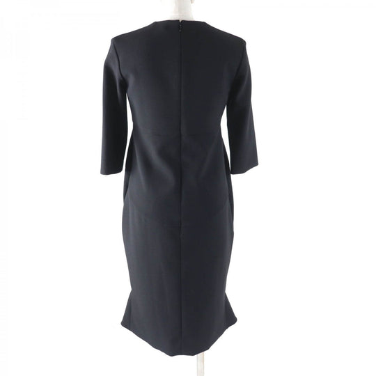 YOKO CHAN one piece YCD-623-886 Main: 63% polyester, Main: 34% rayon, Main: 3% polyurethane, Part: 100% polyester black Peplum long sleeve pearl dress Women 36 Used Authentic