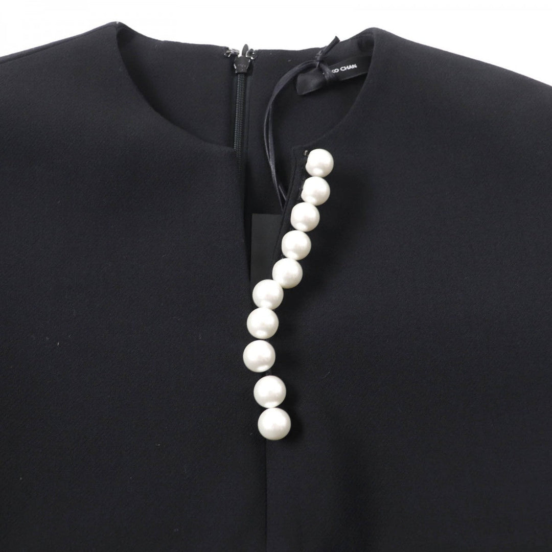 YOKO CHAN one piece YCD-623-886 Main: 63% polyester, Main: 34% rayon, Main: 3% polyurethane, Part: 100% polyester black Peplum long sleeve pearl dress Women 36 Used Authentic